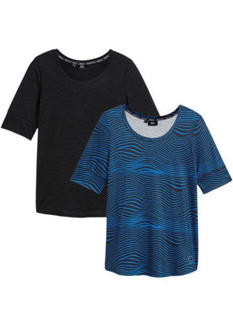 Sport-Shirt, 1/2-Arm (2er Pack), schnelltrocknend in blau von vorne - bpc bonprix collection