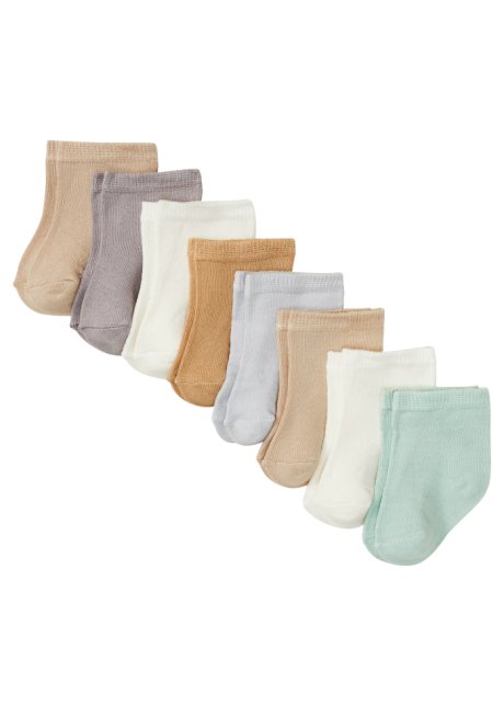 Baby Socken  mit  Bio-Baumwolle (8er Pack) in weiß von vorne - bpc bonprix collection