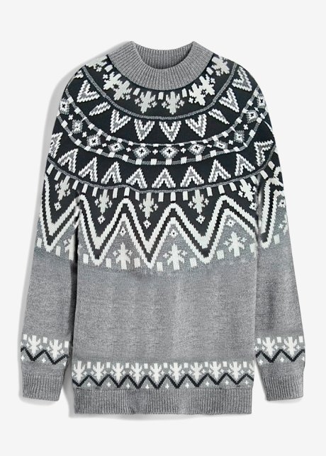 Norweger Pullover in grau von vorne - bpc bonprix collection