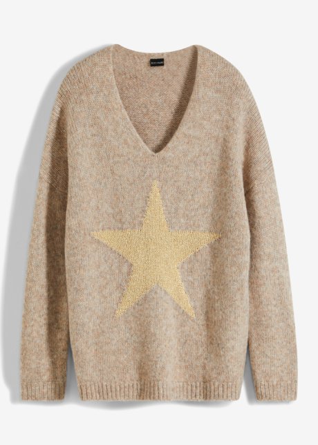 Pullover mit Stern in braun von vorne - BODYFLIRT