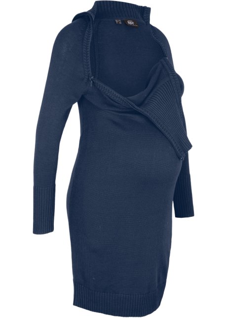 Umstands-Strickkleid mit Reißverschluss / Stillkleid in blau von vorne - bpc bonprix collection