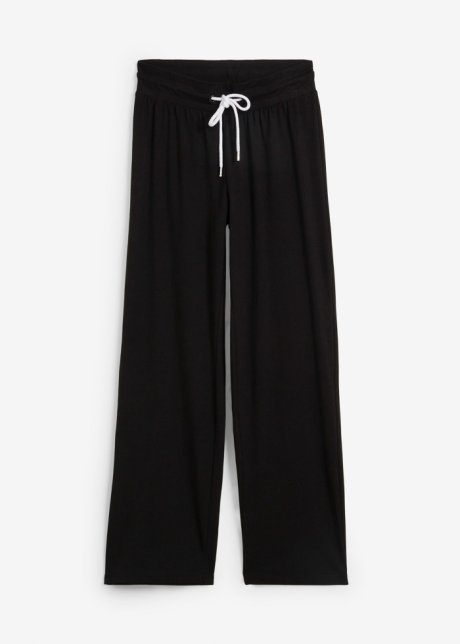 Jersey-Hose mit weitem Bein in schwarz von vorne - bpc bonprix collection