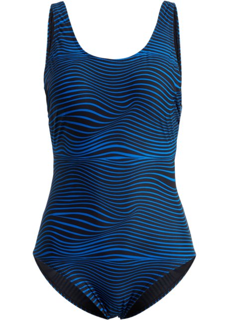 Shape Badeanzug aus recyceltem Polyamid starke Formkraft in blau von vorne - bpc bonprix collection