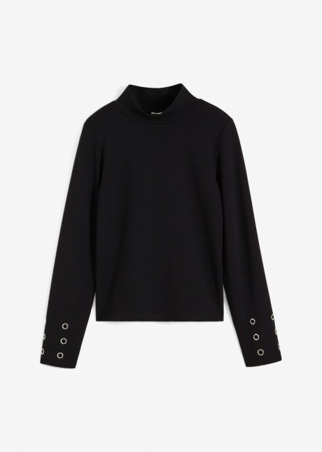 Langarmshirt in schwarz von vorne - BODYFLIRT boutique