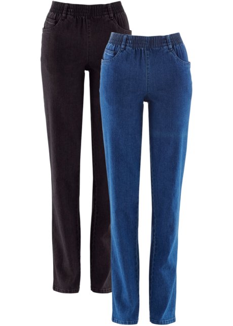 Straight Jeans, Mid Waist, lang, (2er Pack) in blau von vorne - bpc bonprix collection