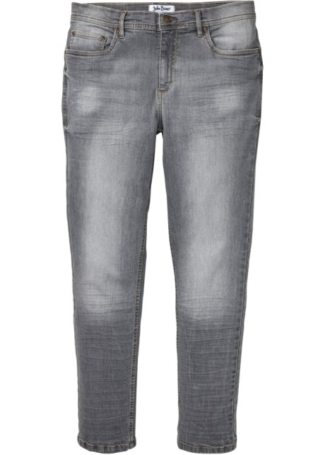 Slim Fit Stretch-Jeans, Tapered in grau von vorne - John Baner JEANSWEAR