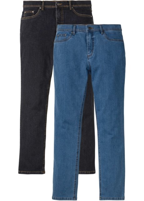 Regular Fit Stretch-Jeans, Straight mit recyceltem Polyester (2er Pack) in blau von vorne - John Baner JEANSWEAR