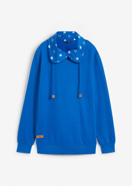 Sweatshirt mit bedrucktem Rollkragen in blau von vorne - bpc bonprix collection