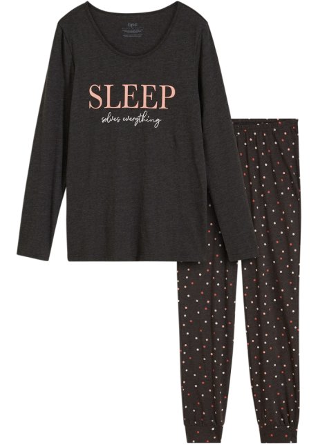 Pyjama  in grau von vorne - bpc bonprix collection