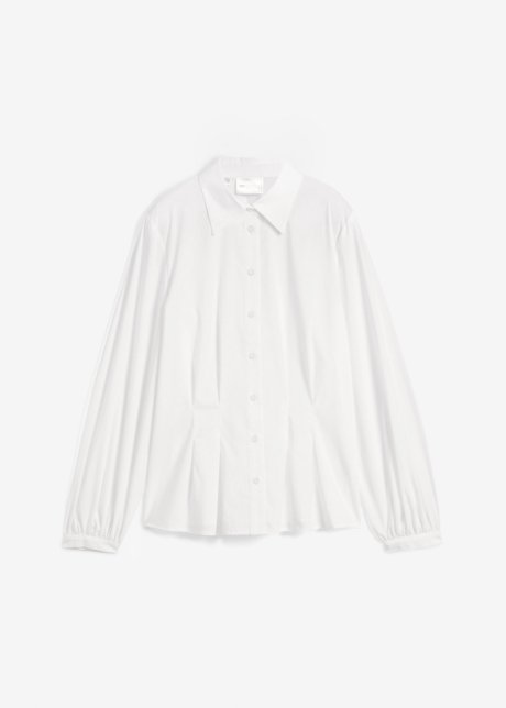 Hemdbluse mit Smockdetail hinten in weiß von vorne - bpc selection
