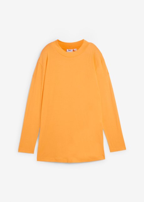 Langarm-Shirt mit Stehkragen in orange von vorne - bpc bonprix collection