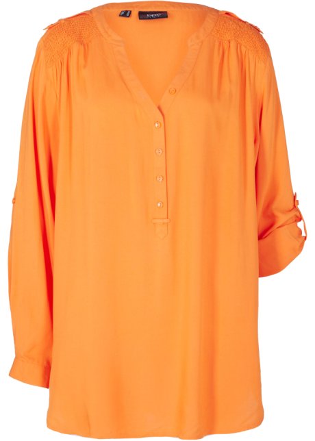 Tunikabluse mit V-Ausschnitt, Langarm in orange von vorne - bpc bonprix collection