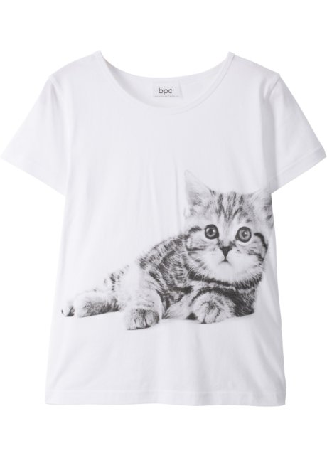 Mädchen T-Shirt mit Bio-Baumwolle in weiß von vorne - bpc bonprix collection