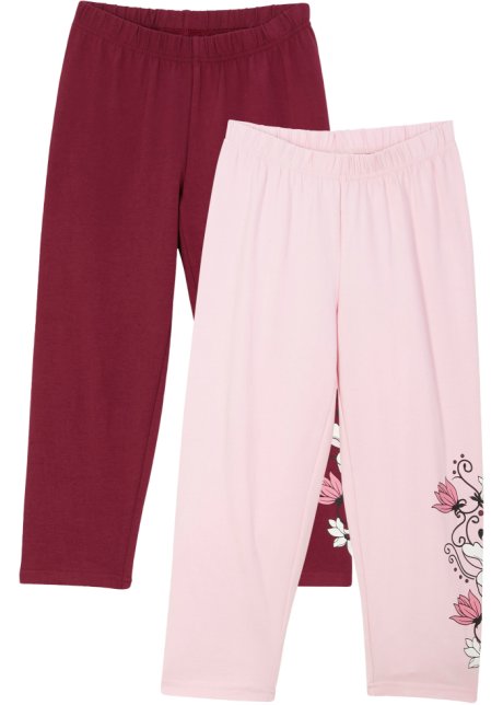 Mädchen 3/4 Leggings mit Bio-Baumwolle (2er Pack) in rosa von vorne - bpc bonprix collection