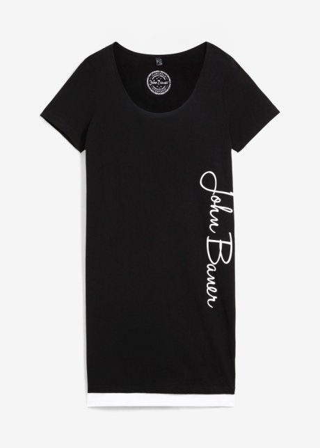 Shirtkleid mit Druck, Kurzarm in schwarz von vorne - John Baner JEANSWEAR
