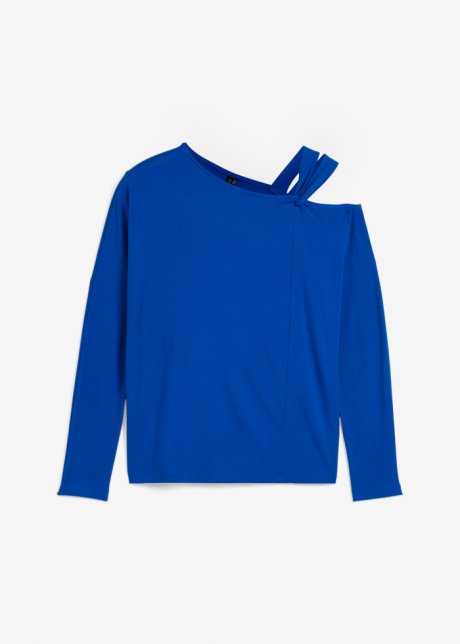 Langarmshirt mit Cut-Out in blau von vorne - bpc selection