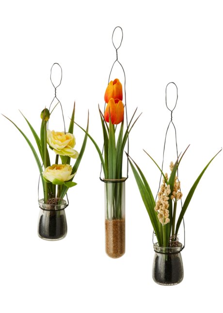Hängedeko Vase mit Kunstblume (3-tlg. Set) in farblos - bpc living bonprix collection