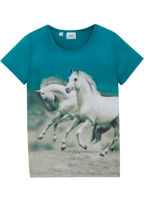 Mädchen T-Shirt mit Fotodruck in petrol von vorne - bpc bonprix collection