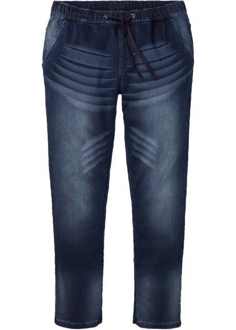 Slim Fit Sweat-Jeans, Straight in blau von vorne - John Baner JEANSWEAR
