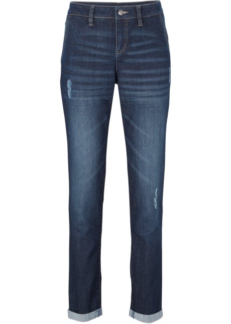 Komfort-Stretch-Boyfriend-Jeans in blau von vorne - John Baner JEANSWEAR