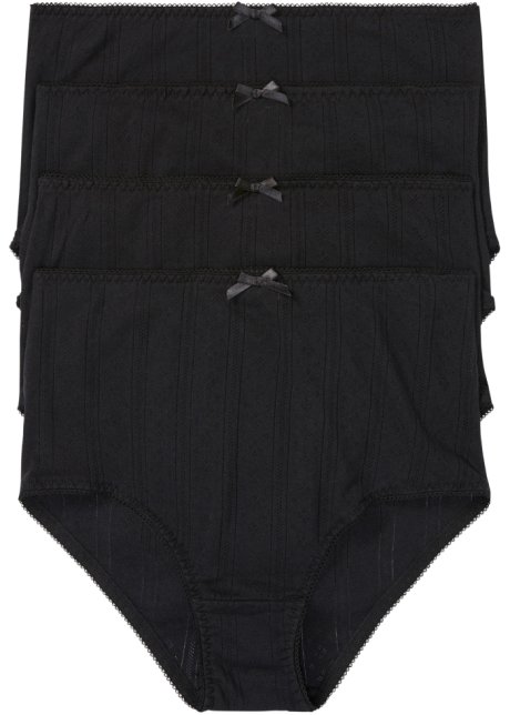 Taillenslip (4er Pack) in schwarz von vorne - bpc bonprix collection