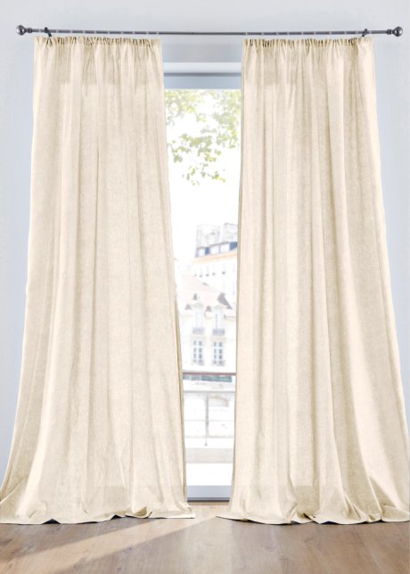 Blickdichter Vorhang mit Baumwolle (2er Pack) in beige - bpc living bonprix collection