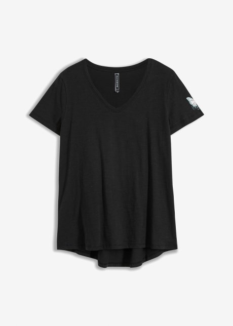 T-Shirt mit Druck in schwarz von vorne - RAINBOW