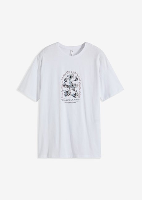 T-Shirt mit Druck in weiß von vorne - RAINBOW