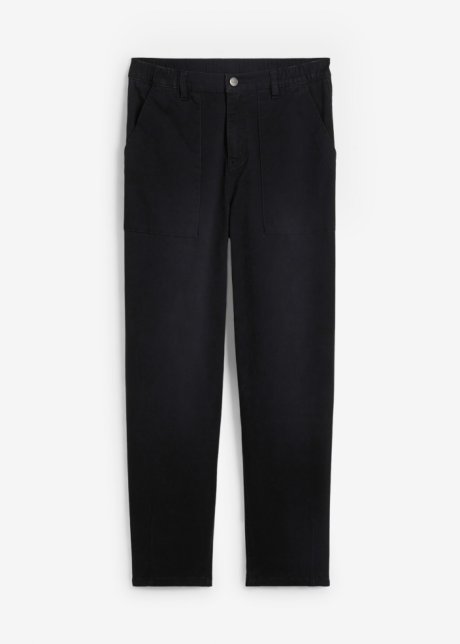 Cargo Jeans, High Waist, Bequembund in schwarz von vorne - bpc bonprix collection