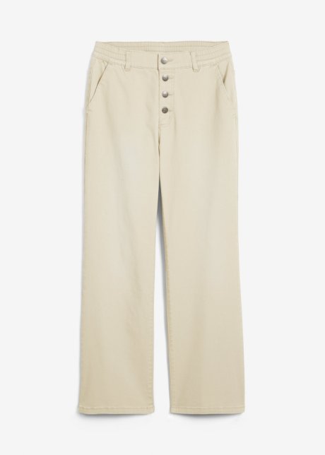 Mom Jeans, High Waist, knöchelfrei in beige von vorne - bpc bonprix collection