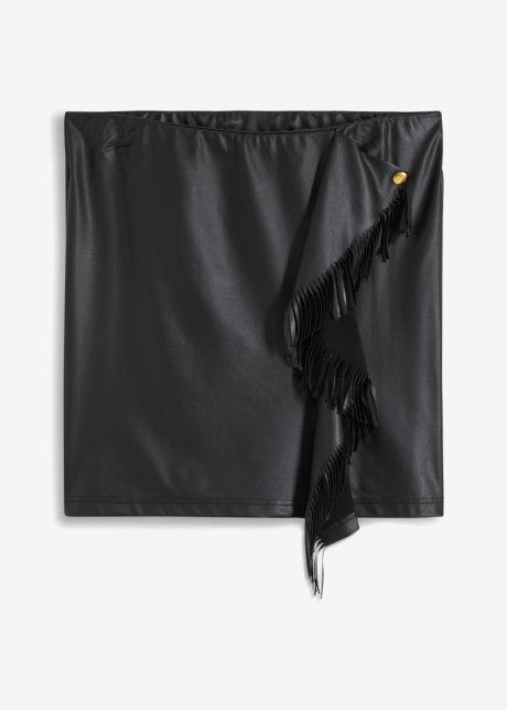 Bleistiftrock mit Fransen in schwarz von vorne - BODYFLIRT boutique