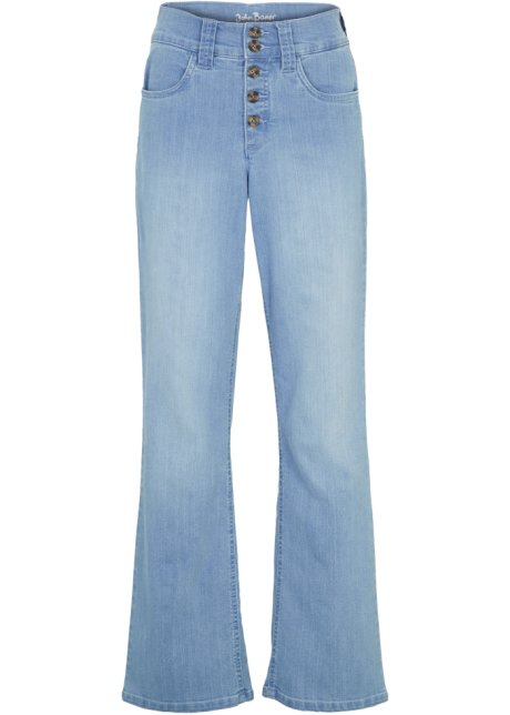 Straight Jeans High Waist, Stretch  in blau von vorne - John Baner JEANSWEAR