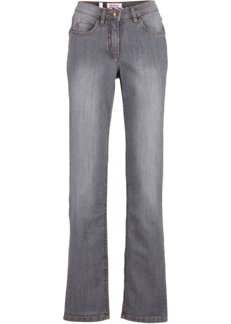 Straight Jeans High Waist, Stretch in grau von vorne - John Baner JEANSWEAR