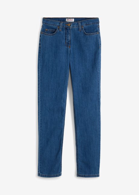 Straight Jeans High Waist, Stretch in blau von vorne - John Baner JEANSWEAR
