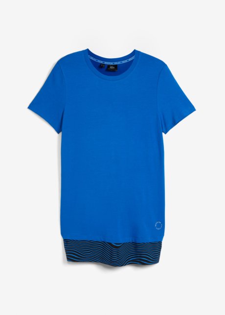 Sport-Longshirt in 2-in-1-Optik in blau von vorne - bpc bonprix collection