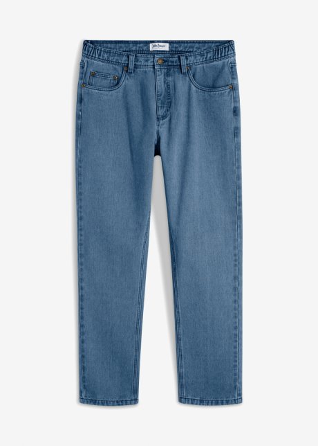 Classic Fit Jeans mit seitlichem Dehnbund, Straight in blau von vorne - John Baner JEANSWEAR