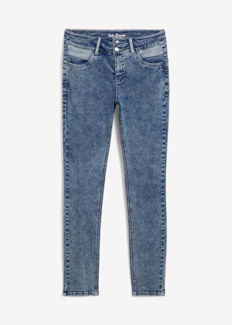 Skinny Jeans Mid Waist, Shaping  in blau von vorne - John Baner JEANSWEAR
