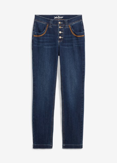 Straight Jeans Mid Waist, Stretch  in blau von vorne - John Baner JEANSWEAR