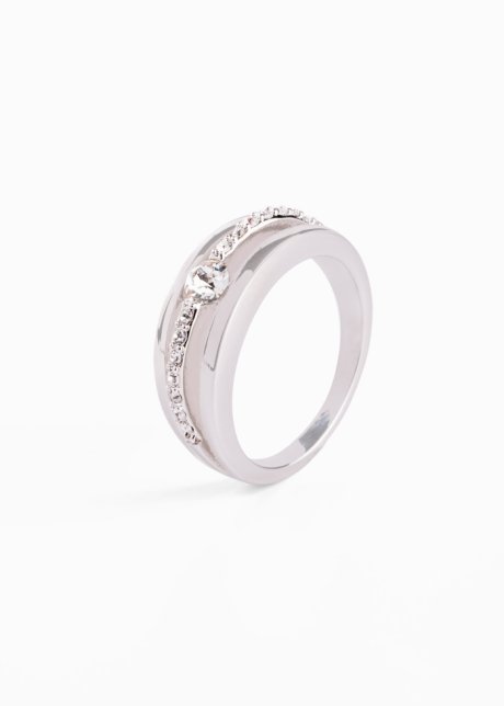 Ring veredelt mit Glaskristallen in silber - bpc bonprix collection
