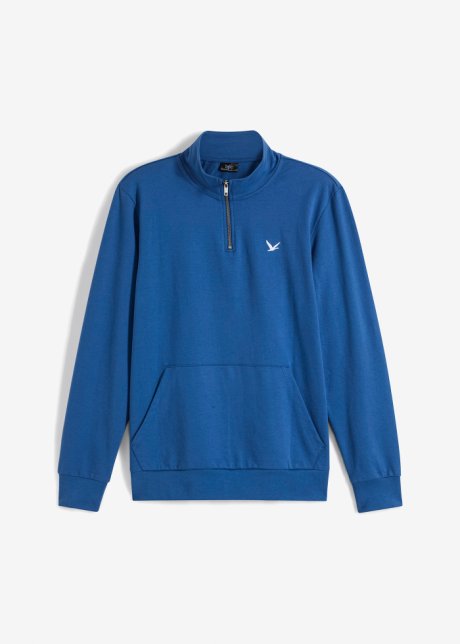 Sweatshirt mit Troyerkragen und recyceltem Polyester in blau von vorne - bpc bonprix collection