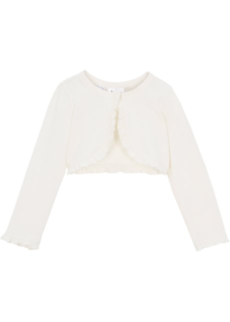 Mädchen Shirt-Bolero mit Bio-Baumwolle in weiß von vorne - bpc bonprix collection