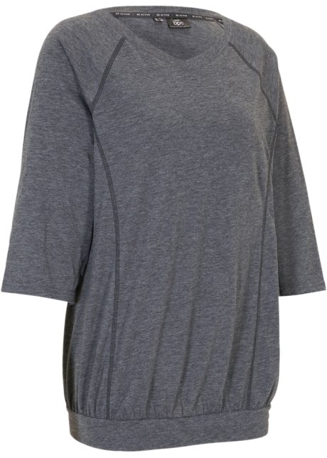 T-Shirt mit ¾-Arm, Oversize in grau von vorne - bpc bonprix collection