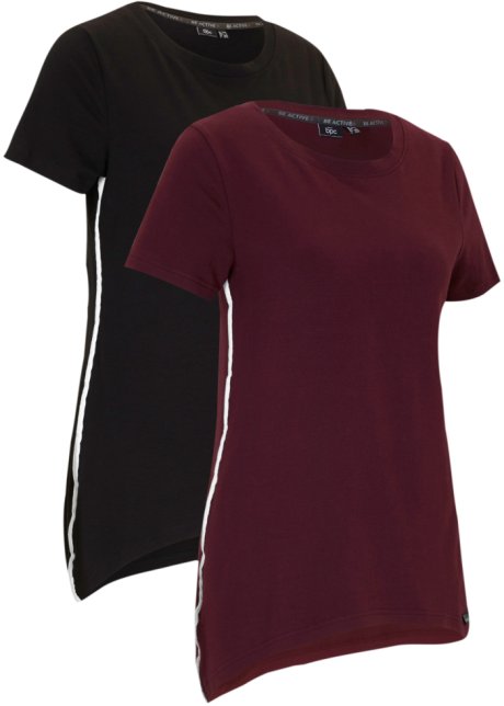 T-Shirt mit Zipfel (2er Pack) in braun von vorne - bpc bonprix collection