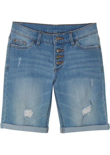 Mädchen Stretch-Jeans-Shorts in blau von vorne - John Baner JEANSWEAR