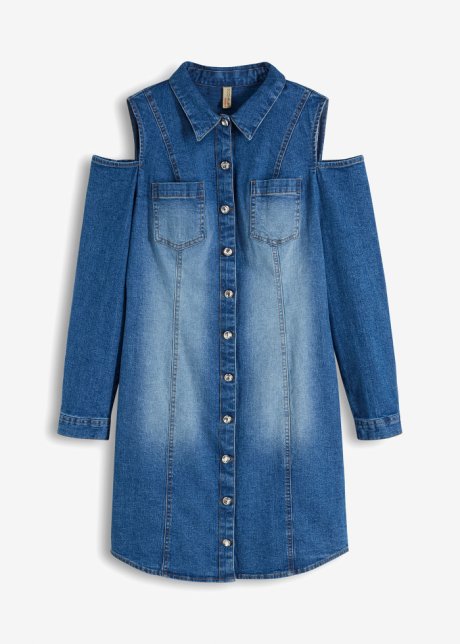 Jeanskleid in blau von vorne - BODYFLIRT boutique