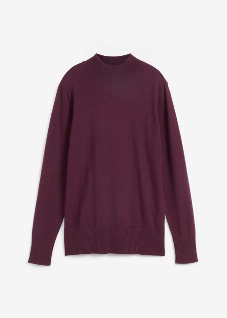 Basic Pullover mit Stehkragen mit recycelter Baumwolle in lila von vorne - bpc bonprix collection