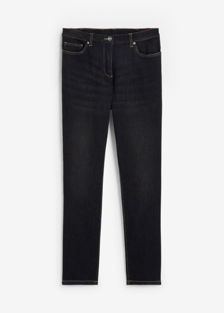 Boyfriend Jeans, Mid Waist, Stretch in schwarz von vorne - bpc bonprix collection