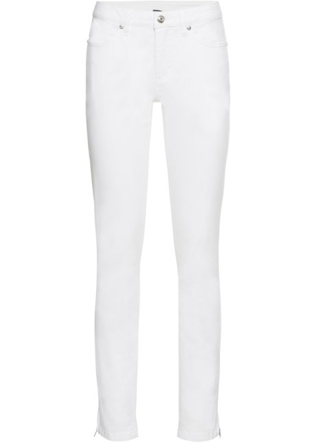 Skinny Jeans Mid Waist, cropped in weiß von vorne - BODYFLIRT