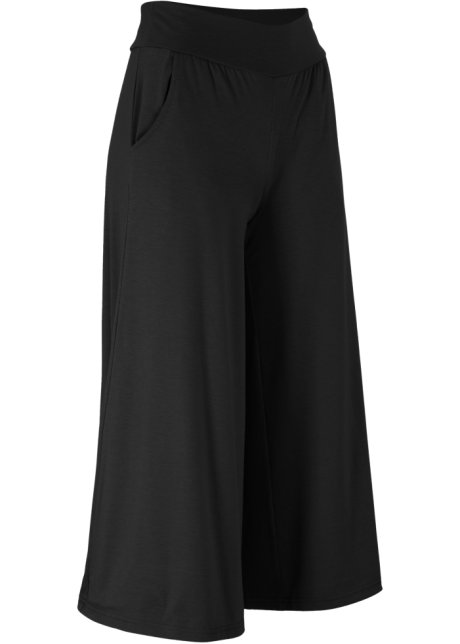 Loungewear Culotte in schwarz von vorne - bpc bonprix collection