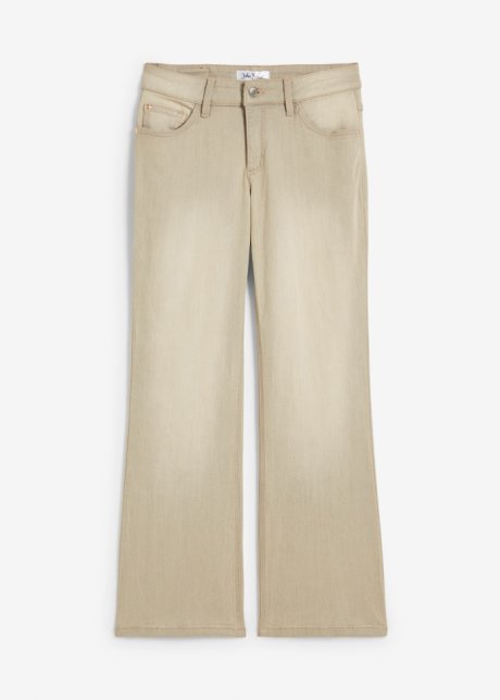 Wide Leg Jeans Mid Waist, Tinting in beige von vorne - John Baner JEANSWEAR